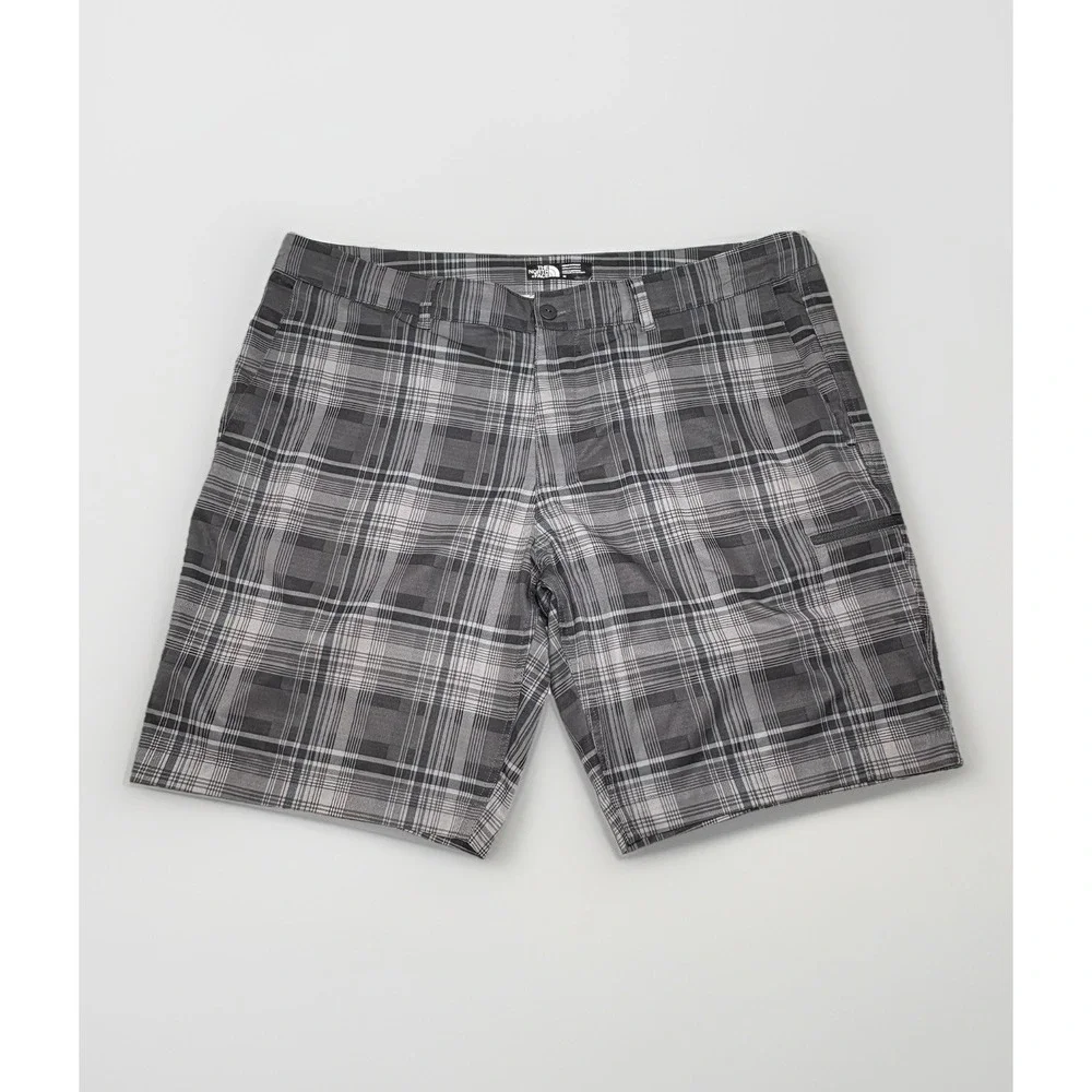 The North Face Pura Vida‎ 2.0 Hybrid Shorts Men 40 Gray Plaid Hiking Flash Dry
